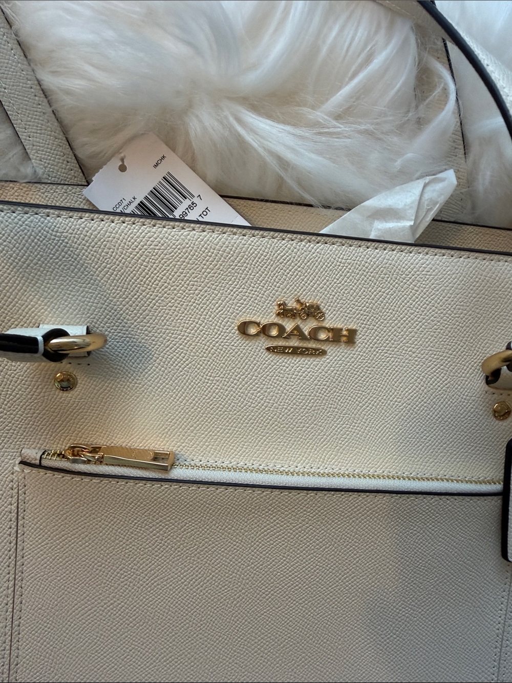 NWT Coach Station Tote Leather Gold/Chalk Beautiful Multi function pockets - Picture 4 of 16
